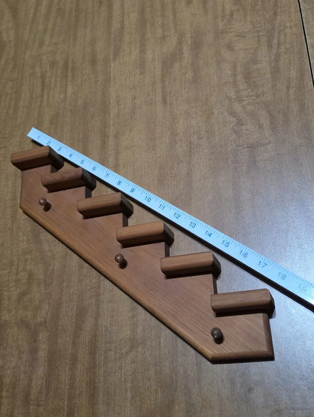 Vtg Wood Stair Step Trinket Wall Shelf Peg Staircase Cottagecore 18